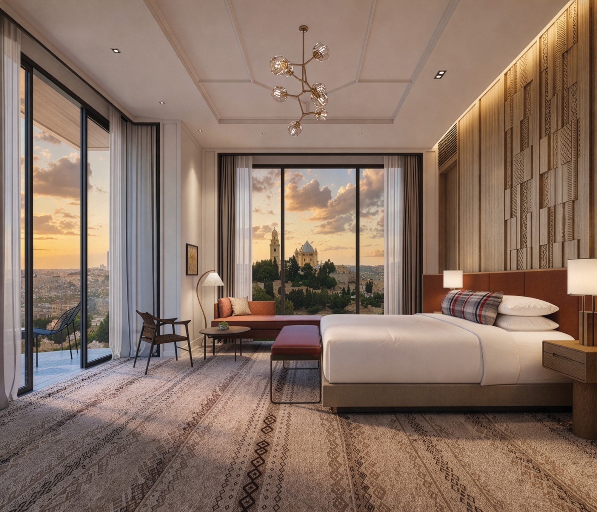 InterContinental Jerusalem -Modern hotel room with sunset view